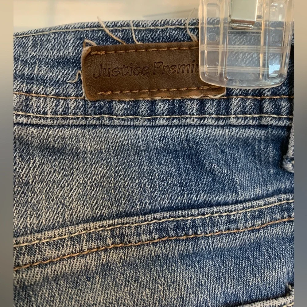 Justice Jean shorts size 8R frayed bottoms blue denim girls!